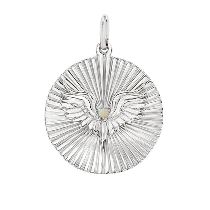 14K Gold Opal Fluted Phoenix Medallion Pendant