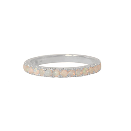 14K Gold Pavé Opal Half Eternity Band