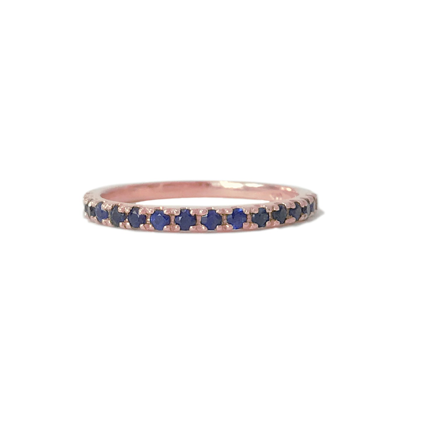 14K Gold Pavé Sapphire Gemstone Half Eternity Band