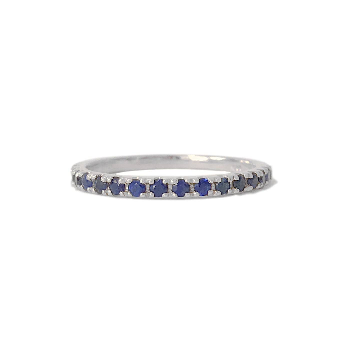 14K Gold Pavé Sapphire Gemstone Half Eternity Band