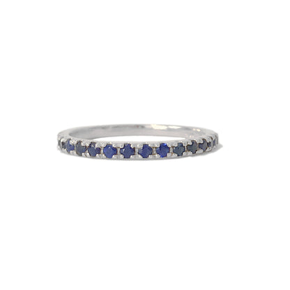 14K Gold Pavé Sapphire Gemstone Half Eternity Band