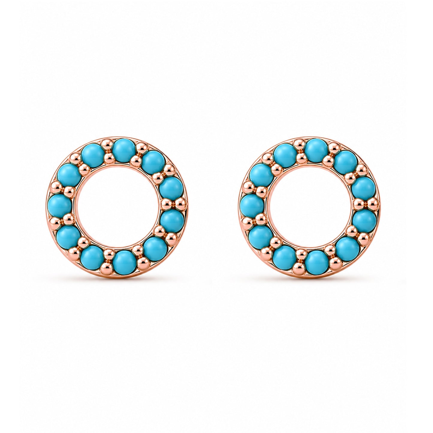 14K Gold Turquoise Halo Stud Earrings