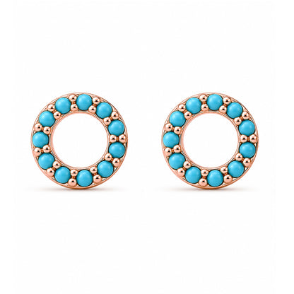 14K Gold Turquoise Halo Stud Earrings