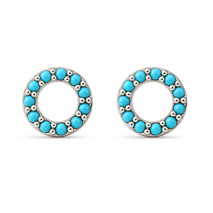 14K Gold Turquoise Halo Stud Earrings