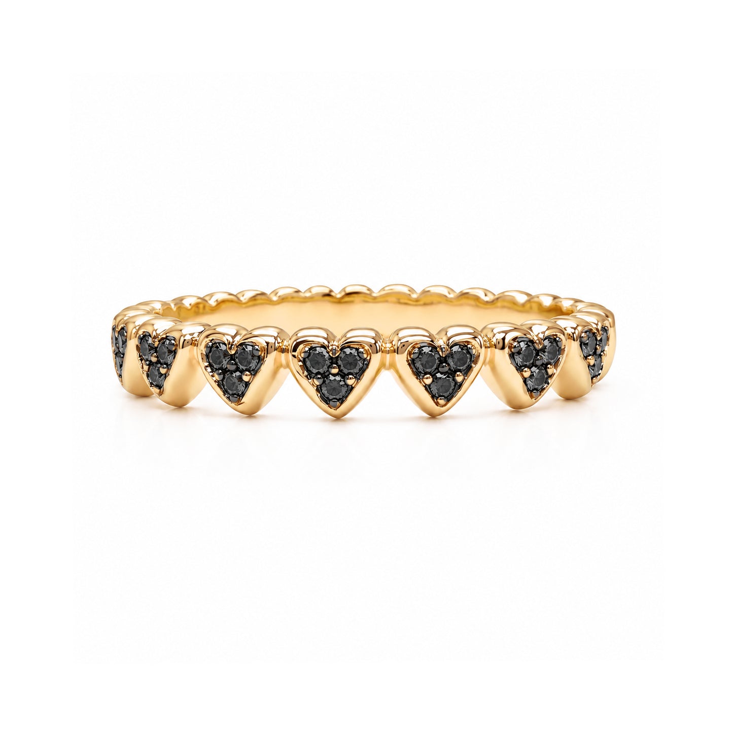 14K Gold Black Diamond Eternal Heart Ring