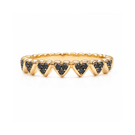 14K Gold Black Diamond Eternal Heart Ring