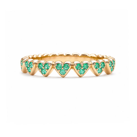 14K Gold Emerald Eternal Heart Ring