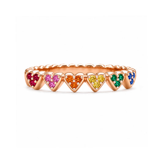 14K Gold Rainbow Eternal Heart Ring