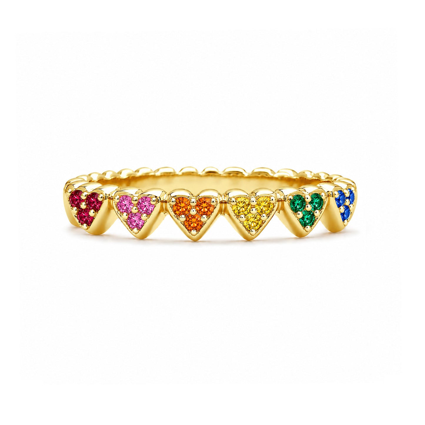 14K Gold Rainbow Eternal Heart Ring