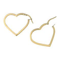 14K Gold Heart Shaped Hoop Earrings