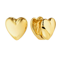 14K Gold Puffy Heart Huggie Hoop Earrings