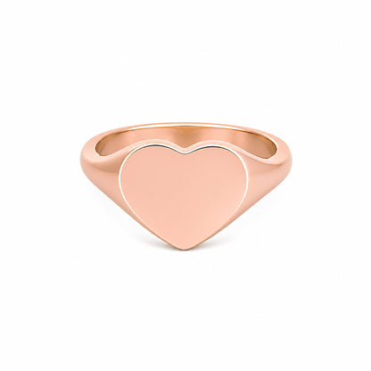 14K Gold Heart Signet Ring