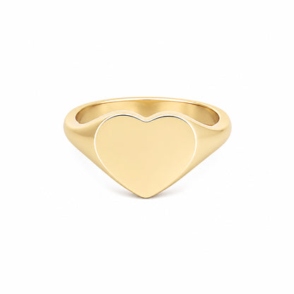 14K Gold Heart Signet Ring