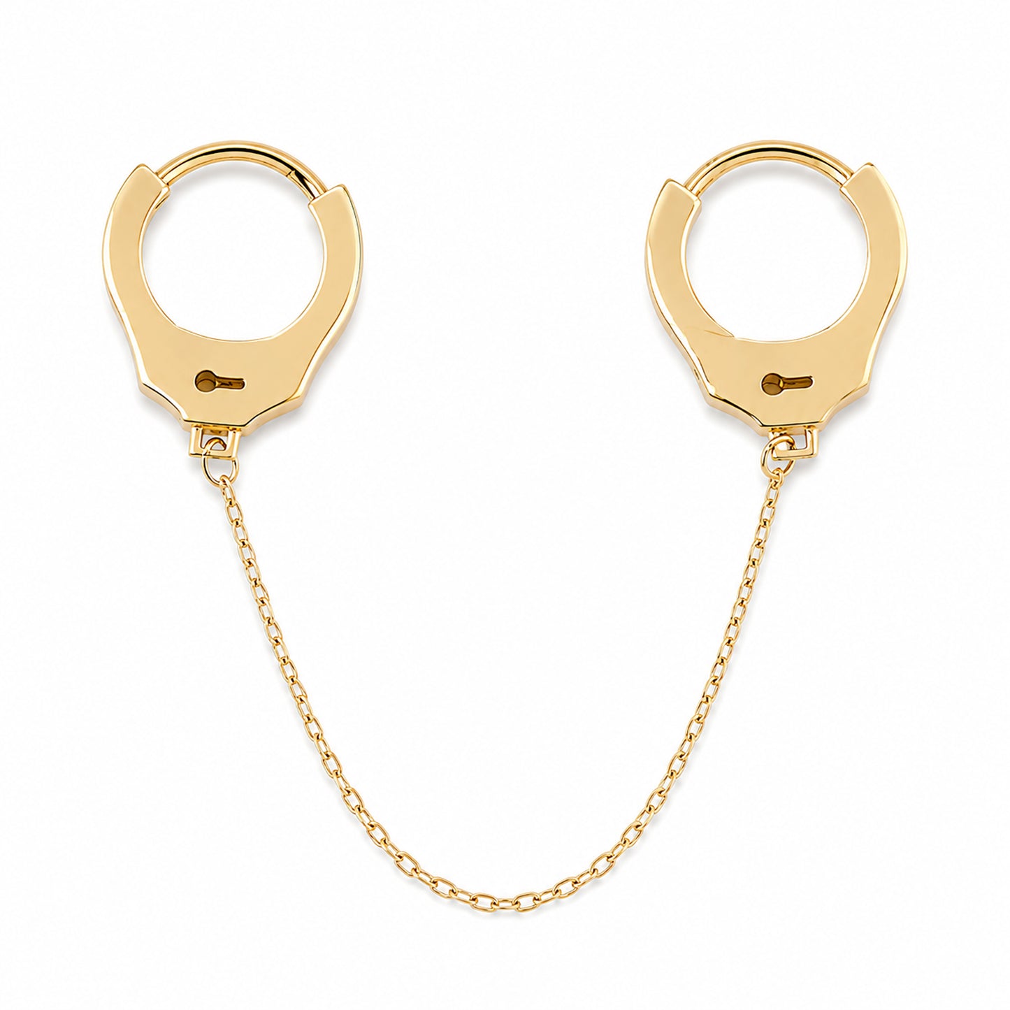 14K Gold Double Handcuff Huggie Hoop Earrings