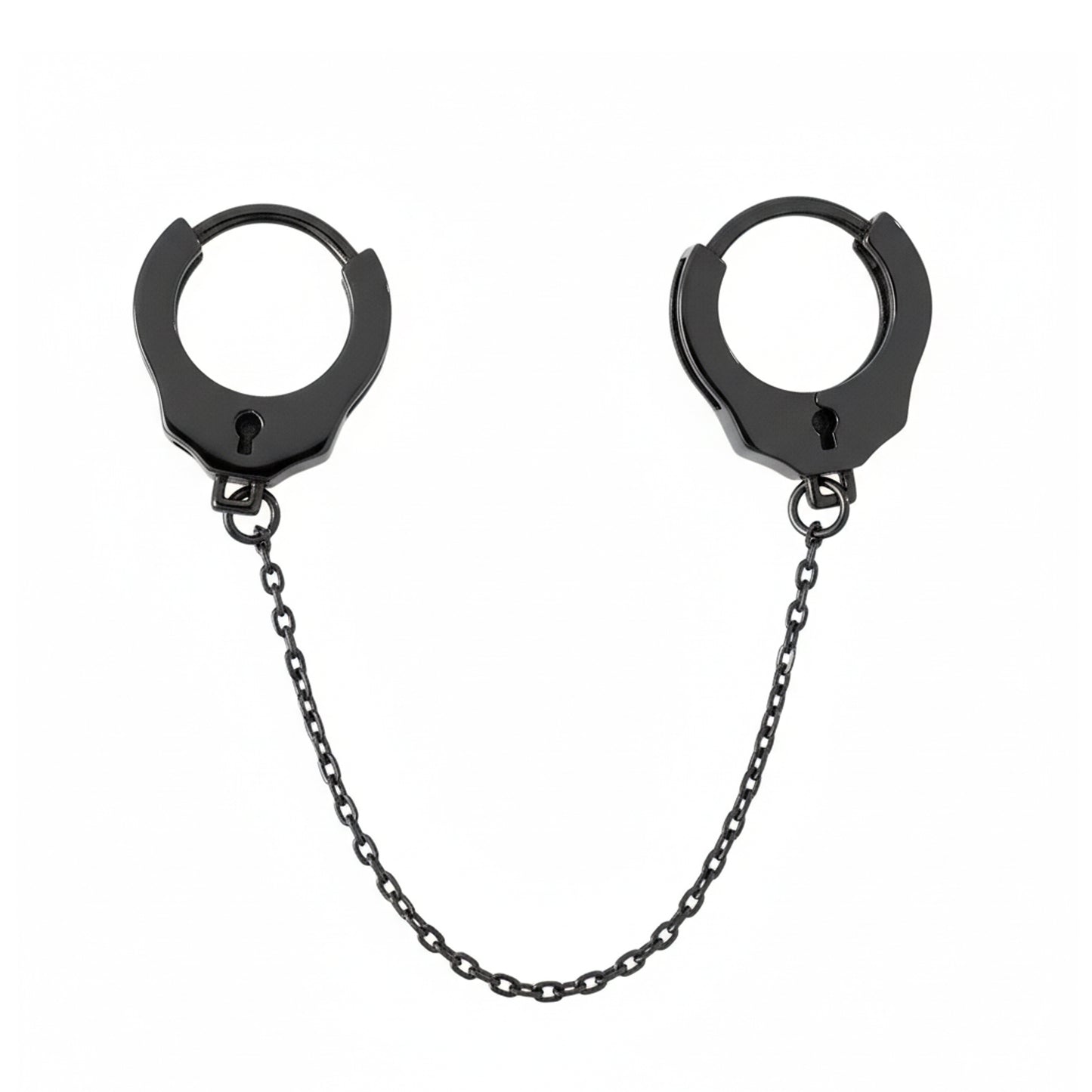 14K Gold Double Handcuff Huggie Hoop Earrings