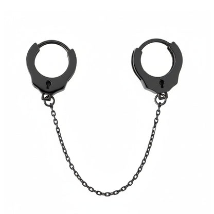 14K Gold Double Handcuff Huggie Hoop Earrings