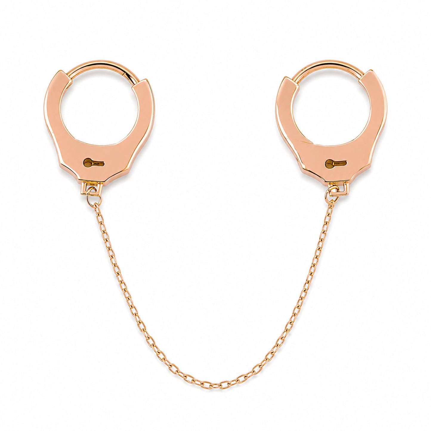 14K Gold Double Handcuff Huggie Hoop Earrings