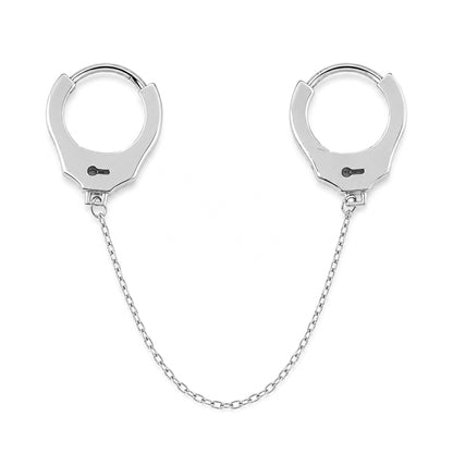 14K Gold Double Handcuff Huggie Hoop Earrings