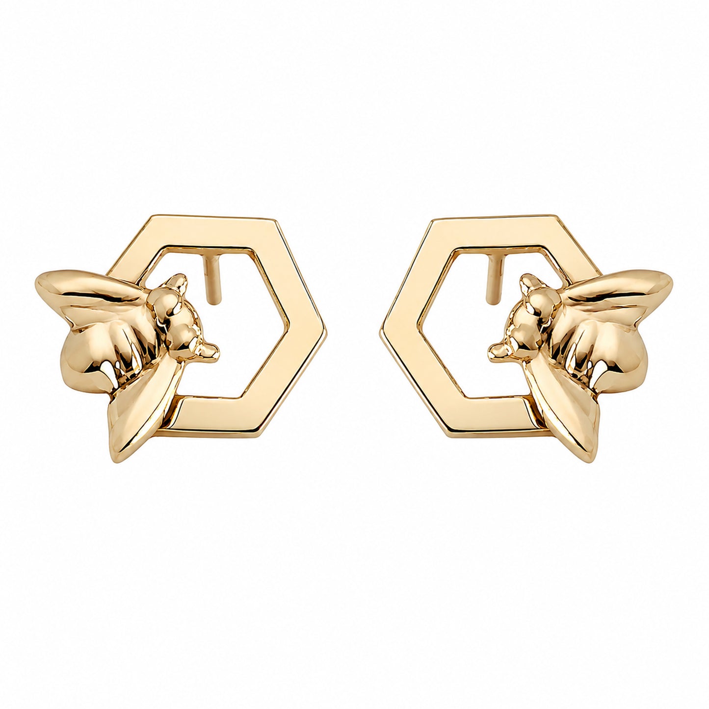 14K Gold Honey Bee Stud Earrings