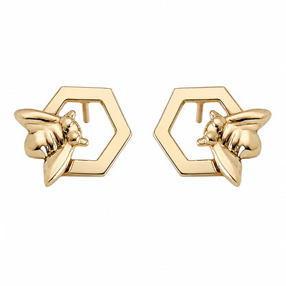 14K Gold Honey Bee Stud Earrings