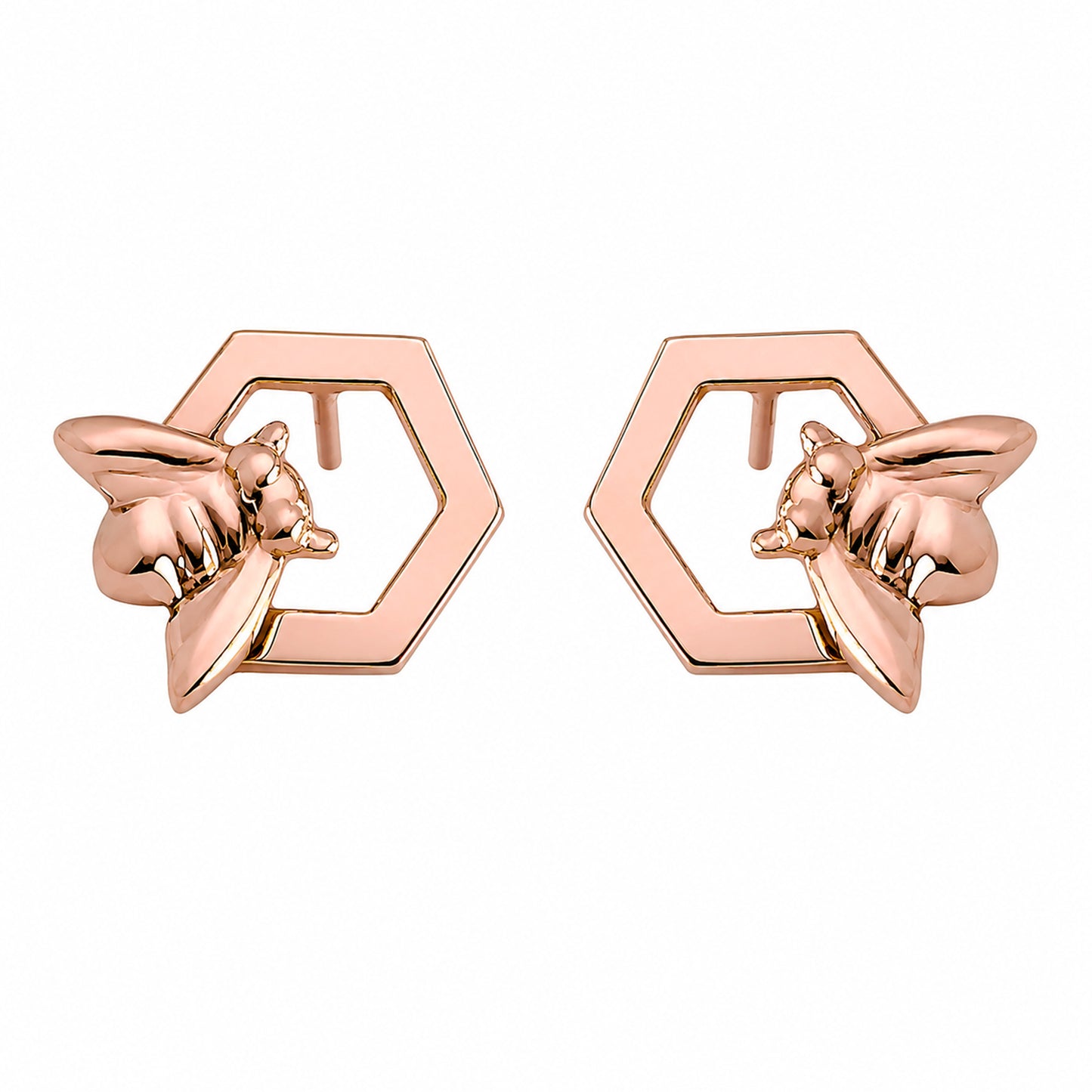14K Gold Honey Bee Stud Earrings