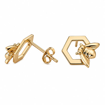 14K Gold Honey Bee Stud Earrings
