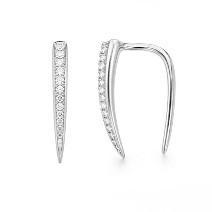 14K Gold Diamond Ear Hugger Thorn Earrings, Small Size