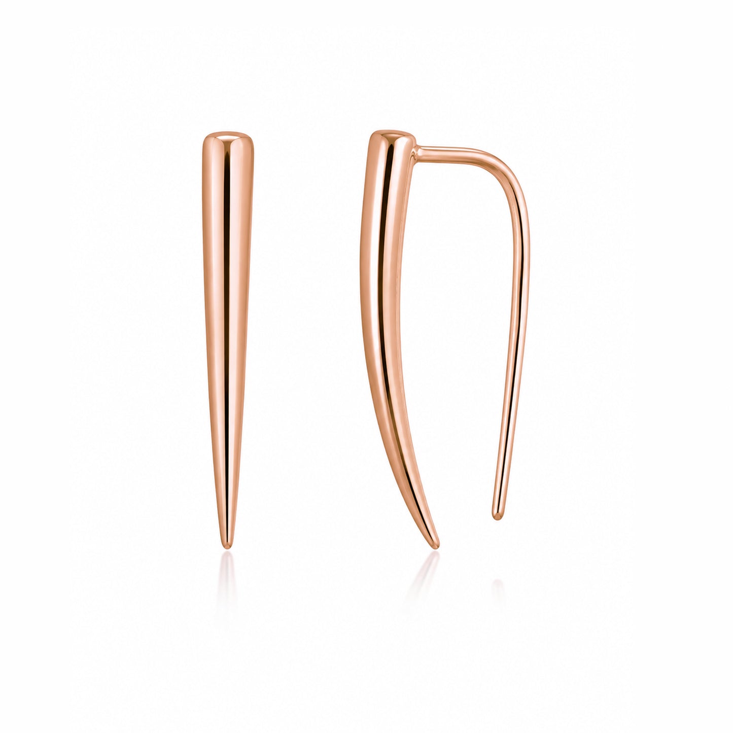 14K Gold Ear Hugger Thorn Earrings, Small Size