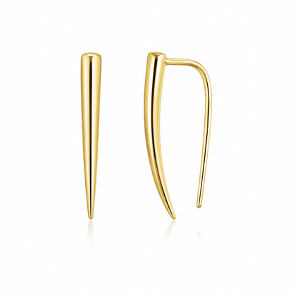 14K Gold Ear Hugger Thorn Earrings, Small Size