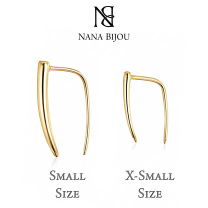 14K Gold Ear Hugger Thorn Earrings, Small Size