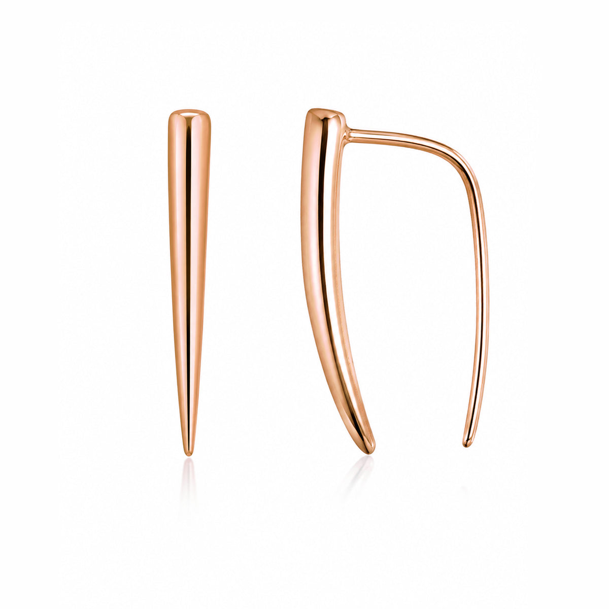 14K Gold Ear Hugger Thorn Earrings, Small Size