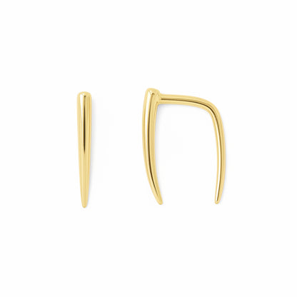 14K Gold Ear Hugger Thorn Earrings, XS Size