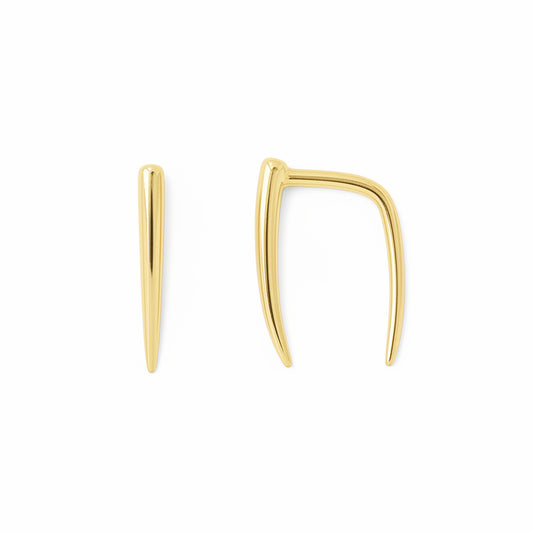 14K Gold Ear Hugger Thorn Earrings, XS Size