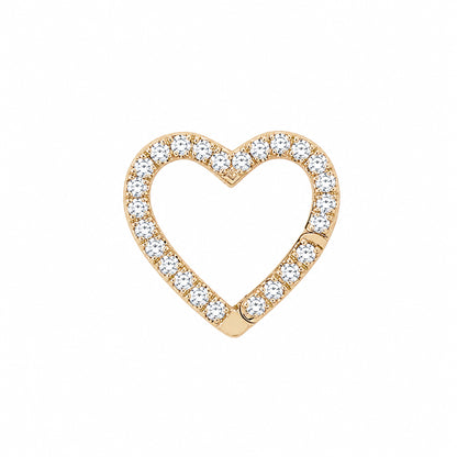 14K Gold Pavé Diamond Heart Charm Enhancer