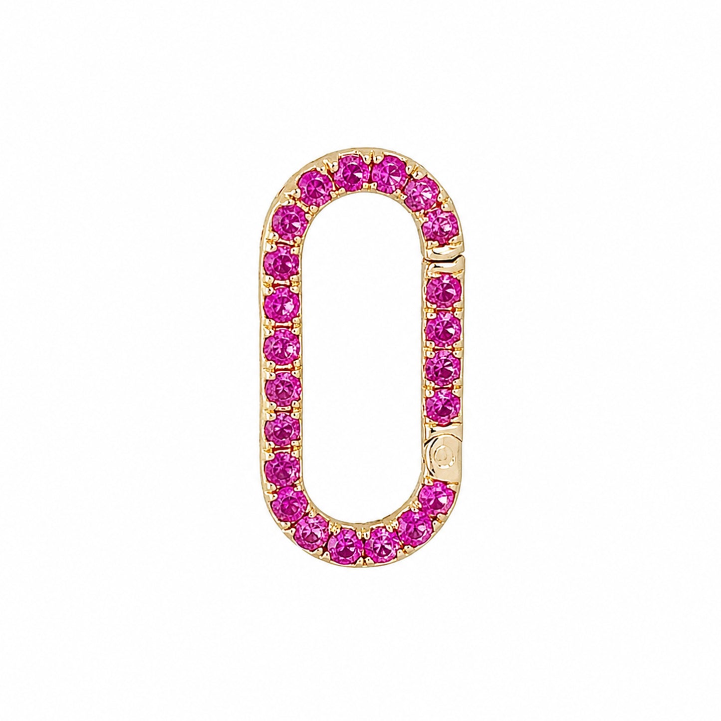 14K Gold Hot Pink Sapphire Elongated Oval Charm Enhancer ~ Large Size