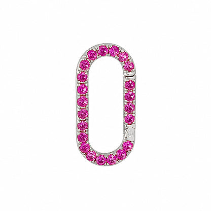 14K Gold Hot Pink Sapphire Elongated Oval Charm Enhancer ~ Large Size