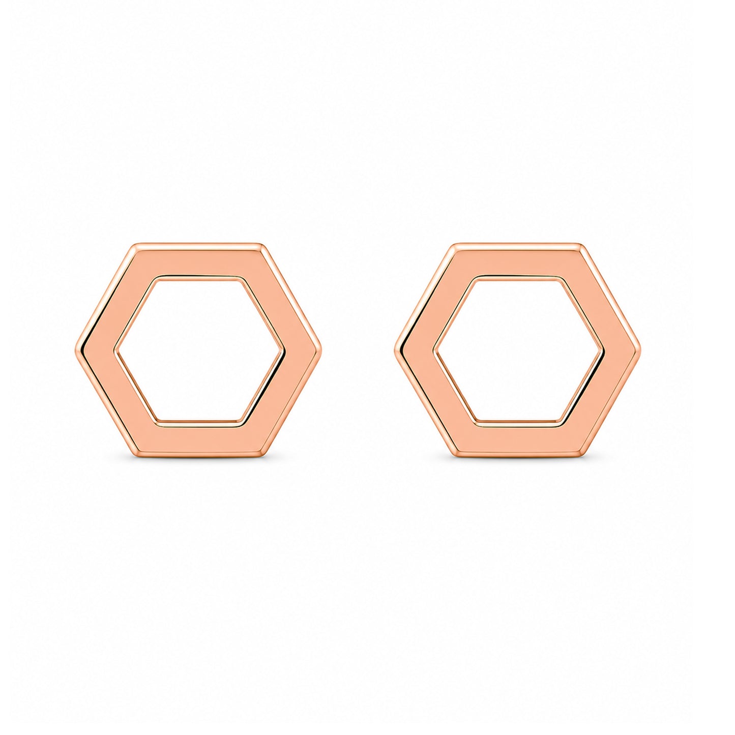 14K Gold Hexagonal Stud Earrings
