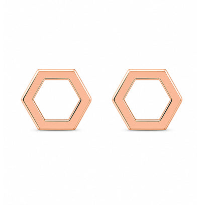 14K Gold Hexagonal Stud Earrings