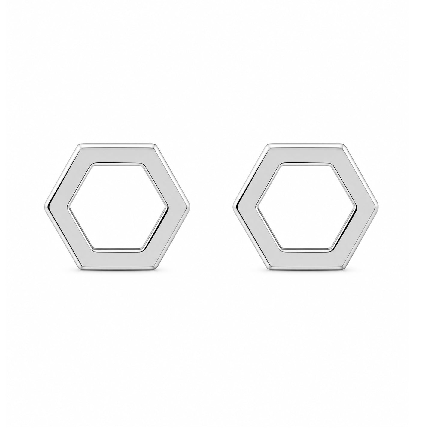 14K Gold Hexagonal Stud Earrings
