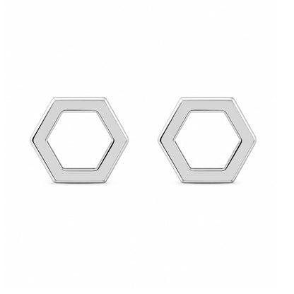 14K Gold Hexagonal Stud Earrings