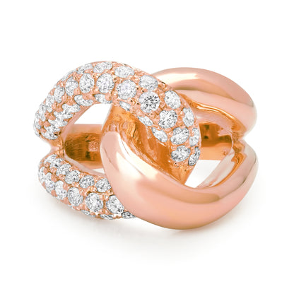 14K Gold Pavé Diamond Infinity Love Knot Ring