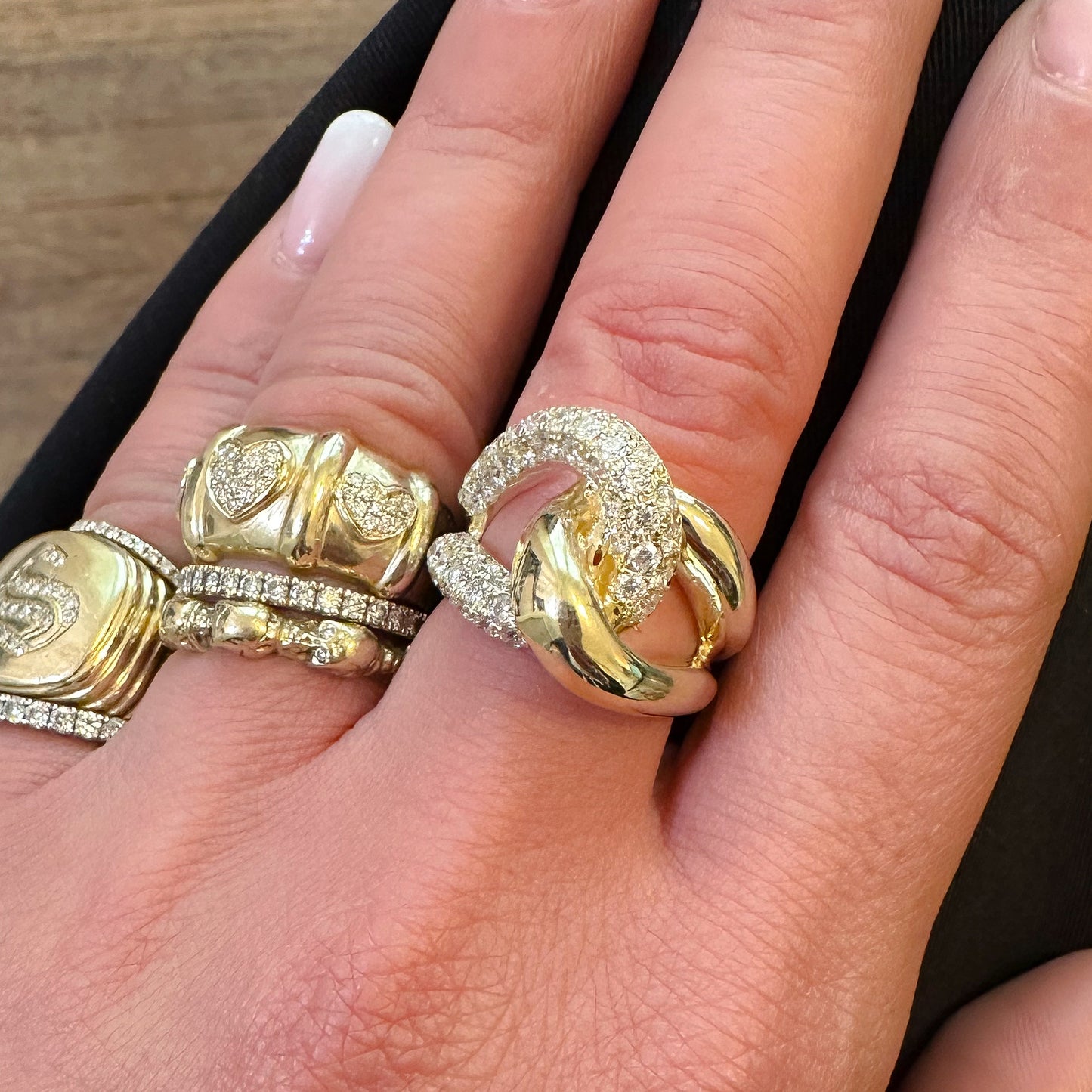 14K Gold Pavé Diamond Infinity Love Knot Ring