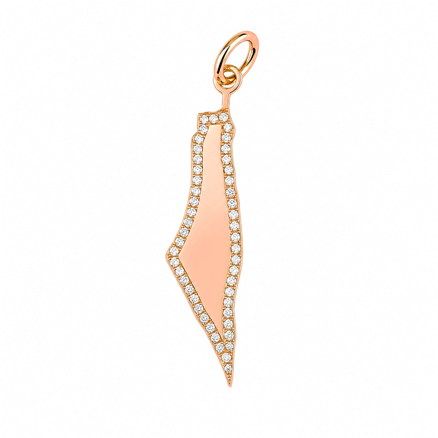 14K Gold Pavé Diamond State of Israel Charm Pendant