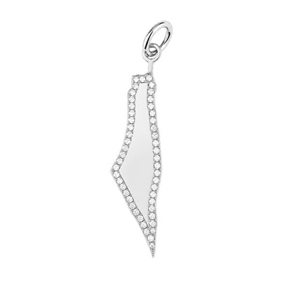 14K Gold Pavé Diamond State of Israel Charm Pendant