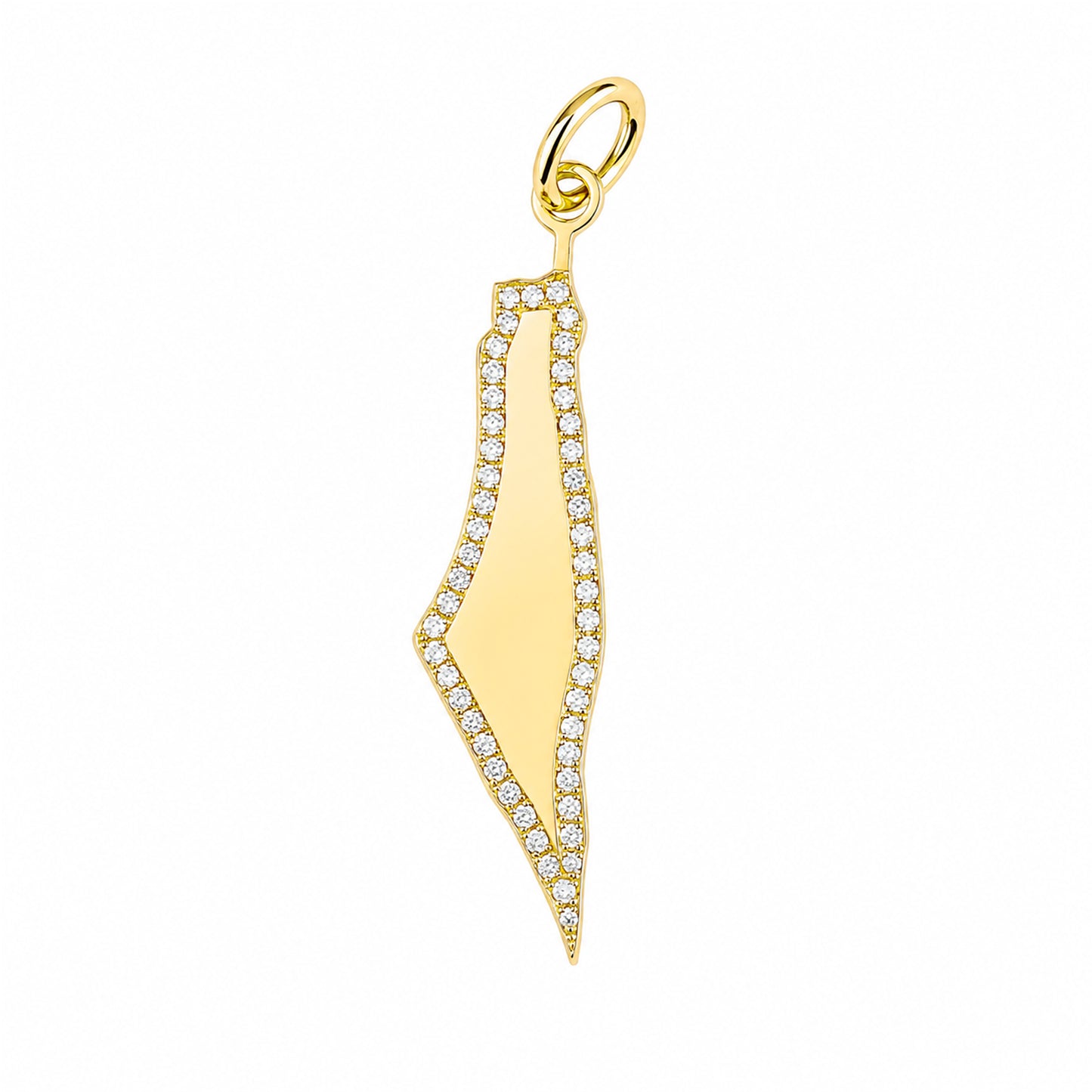 14K Gold Pavé Diamond State of Israel Charm Pendant
