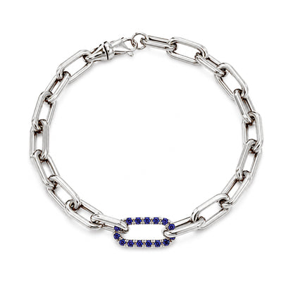 14K Gold Lapis Lazuli Thick Oval Link Bracelet