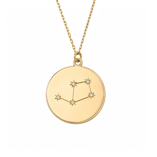 Zodiac Constellation Collection: Libra 14K Gold & Diamond Pendant Necklace