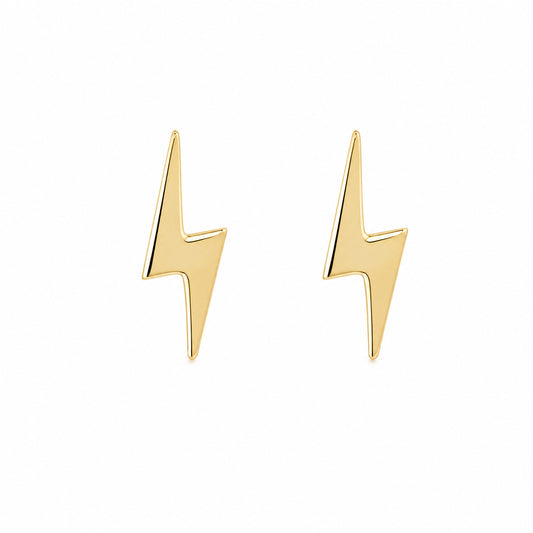 14K Gold XS Lightning Bolt Stud Earrings