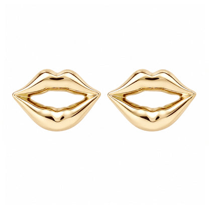 14K Gold Lip Pout Stud Earrings