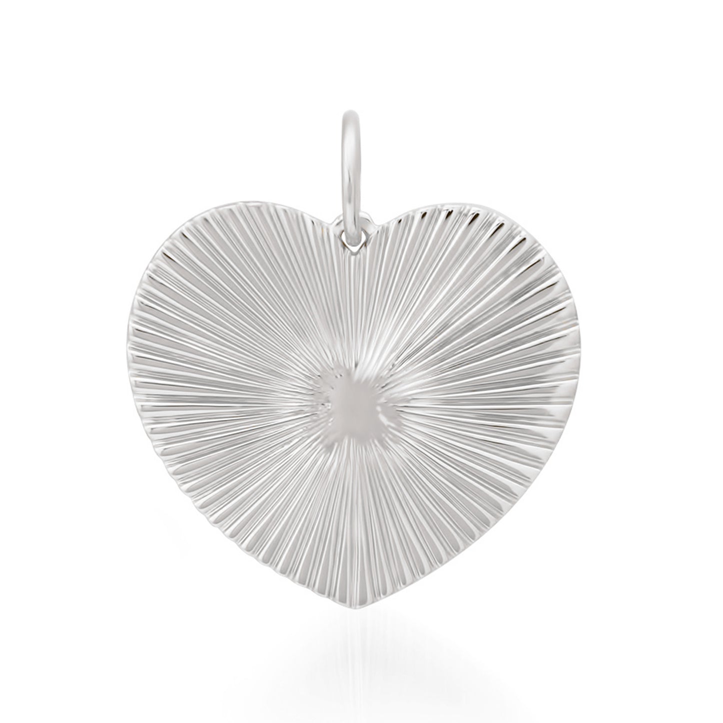 14K Gold Fluted Heart Medallion Charm Pendant, Large Size Heart